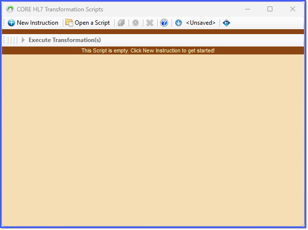 Transformation Scripts Window (Empty) Transformation Scripts Window (Empty)