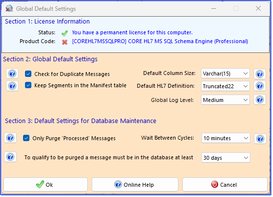 The Global Settings Window The Global Settings Window