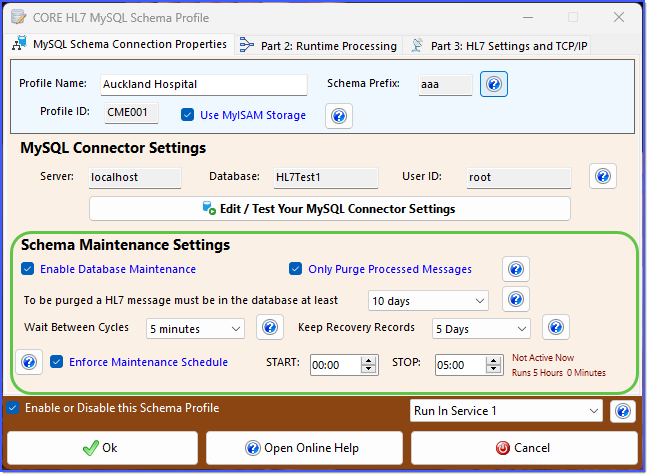 Schema Maintenance Settings Schema Maintenance Settings