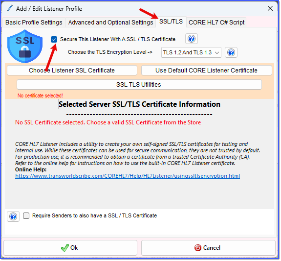 SSL / TLS Settings Enable SSL SSL / TLS Settings Enable SSL