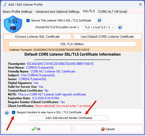 SSL / TLS Settings Enable Bidirectional SSL