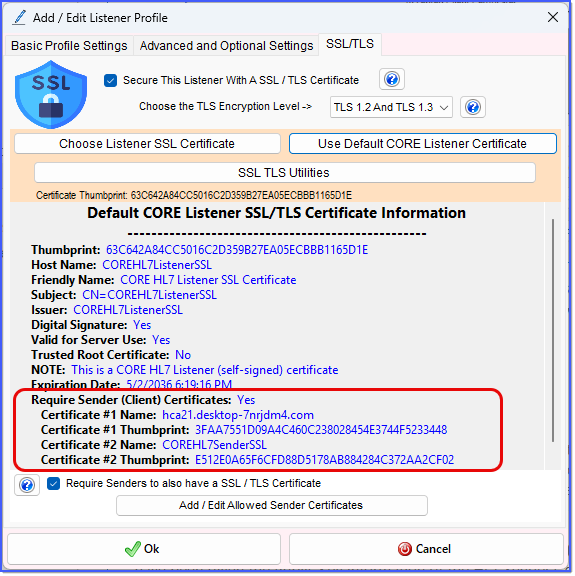 Bidirectional SSL Enabled