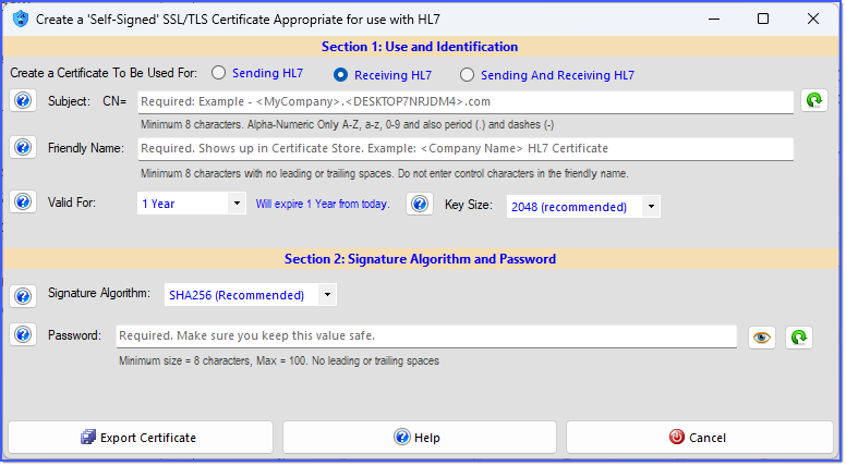Create a Self-Signed Certificate (Empty) Create a Self-Signed Certificate (Empty)