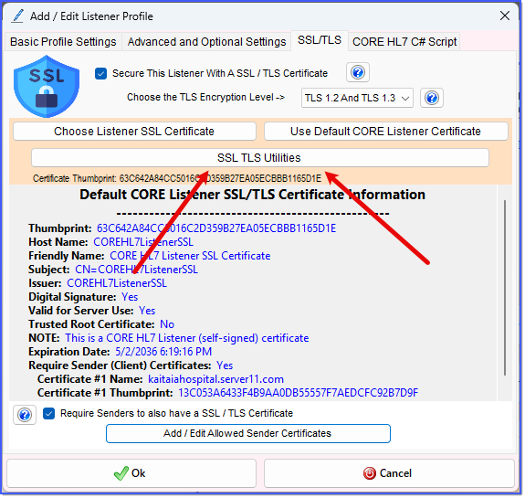 Open The SSL Utilities Window