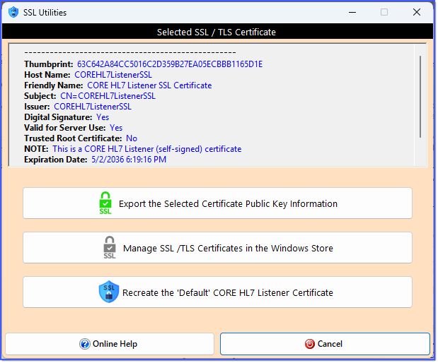 SSL Utilities Window