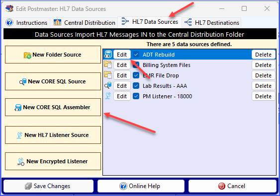Postmaster Data Sources