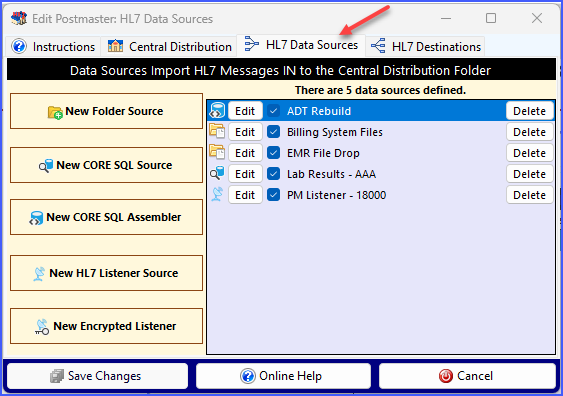 HL7 Data Sources
