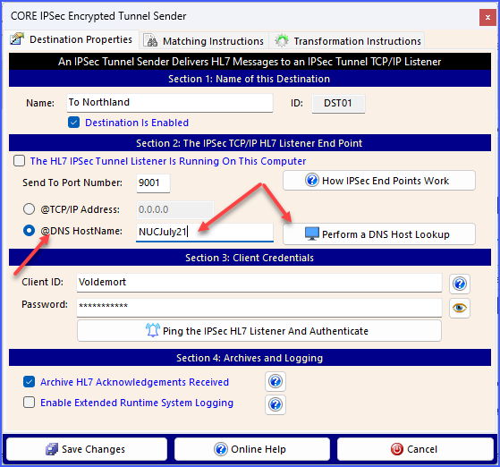 IPSec Sender Destination (DNS Lookup) IPSec Sender Destination (DNS Lookup)