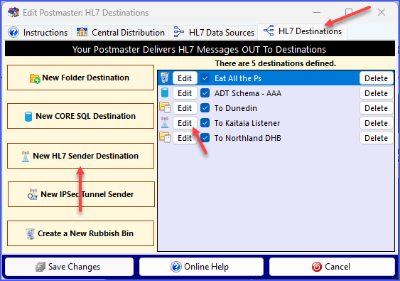 Create or Edit a SQL Destination