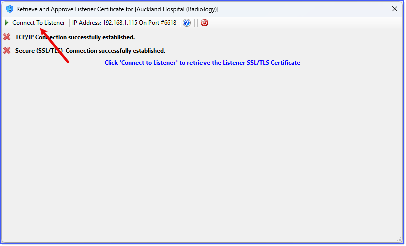 Connect and Retrieve Listener Certificate