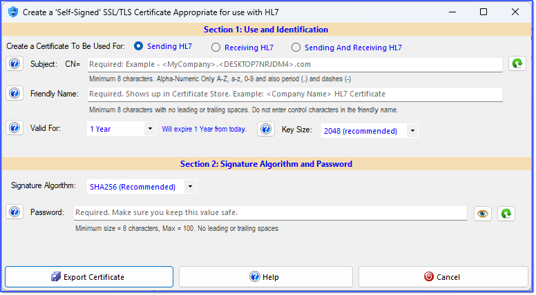 Create a Self-Signed Certificate (Empty) Create a Self-Signed Certificate (Empty)