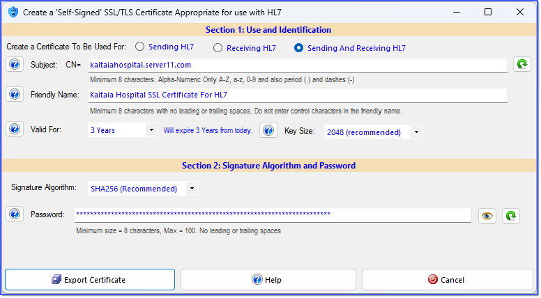 Create a Self-Signed Certificate (Filled Out) Create a Self-Signed Certificate (Filled Out)