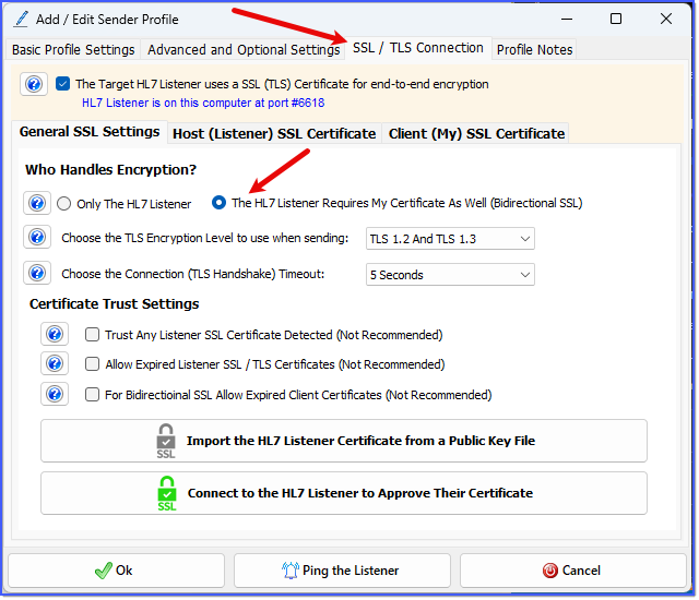 SSL / TLS Settings (Bidirectional) SSL / TLS Settings (Bidirectional)