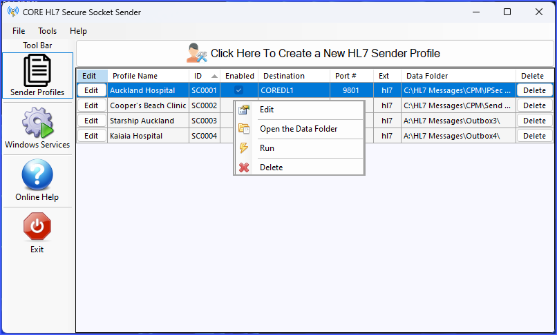 Main Window (Right Click Menu)