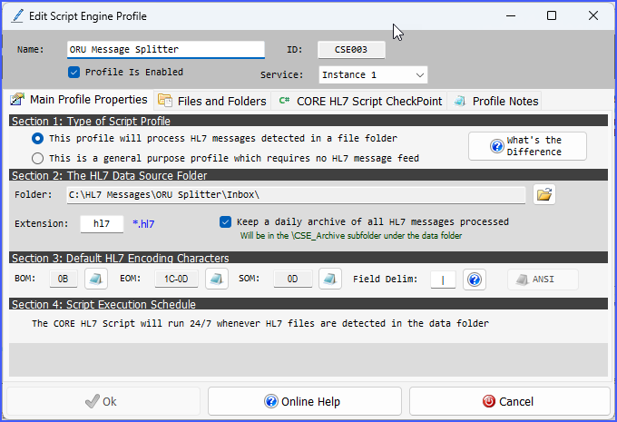Script Engine Profile Main Properties Script Engine Profile Main Properties
