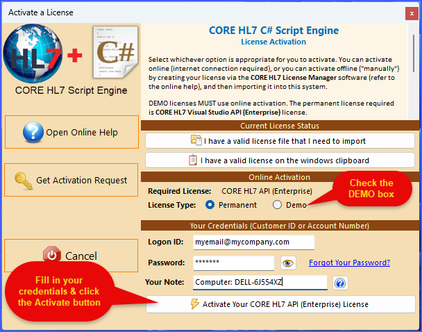 Activating a DEMO License Activating a DEMO License