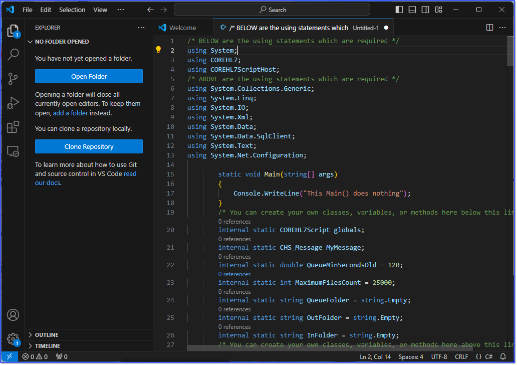 Using VSCode To Edit CORE HL7 Scripts