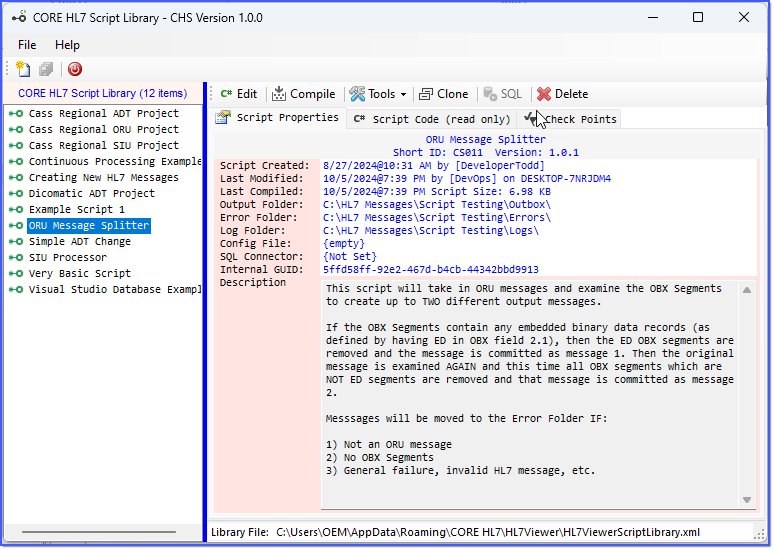 View / Edit Your Script Library